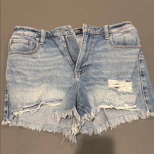 Hollister Blue Jean Shorts Distressed Raw-Edge